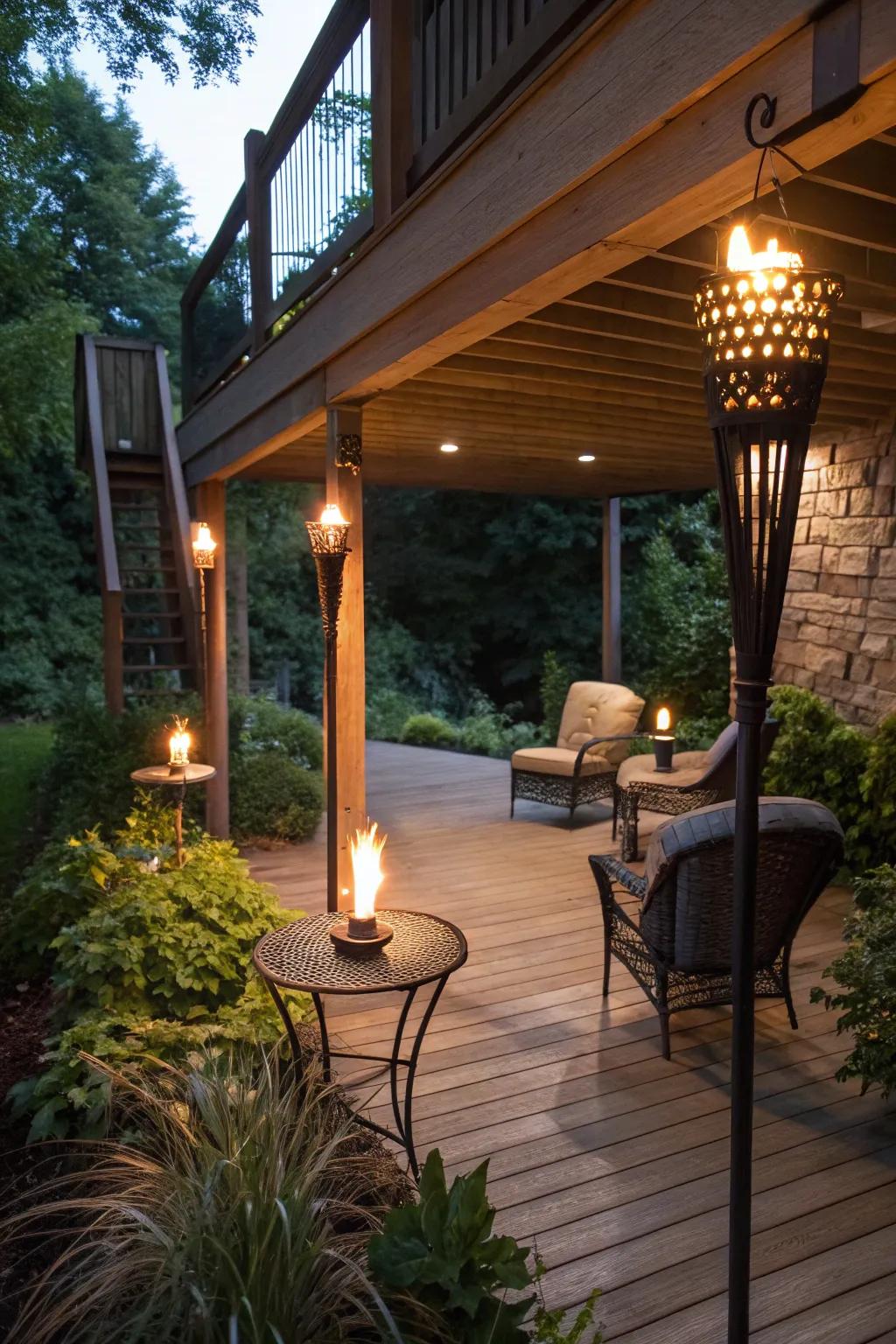 Tiki torches add a warm and tropical touch to your space.