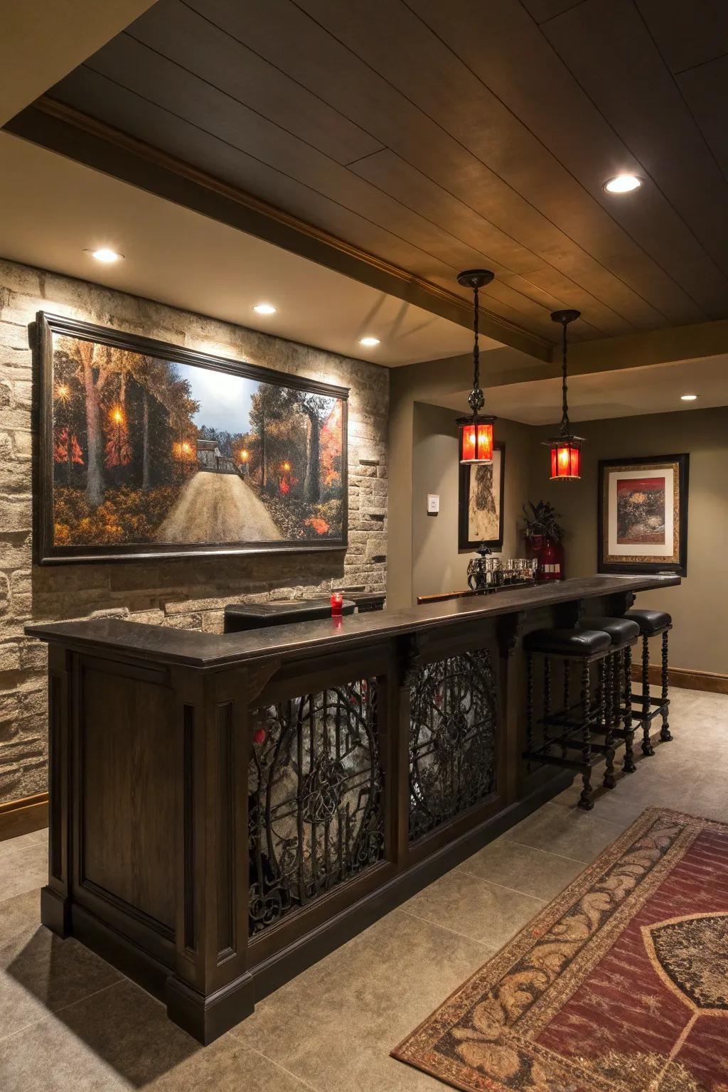 A statement piece draws attention and grounds the area.