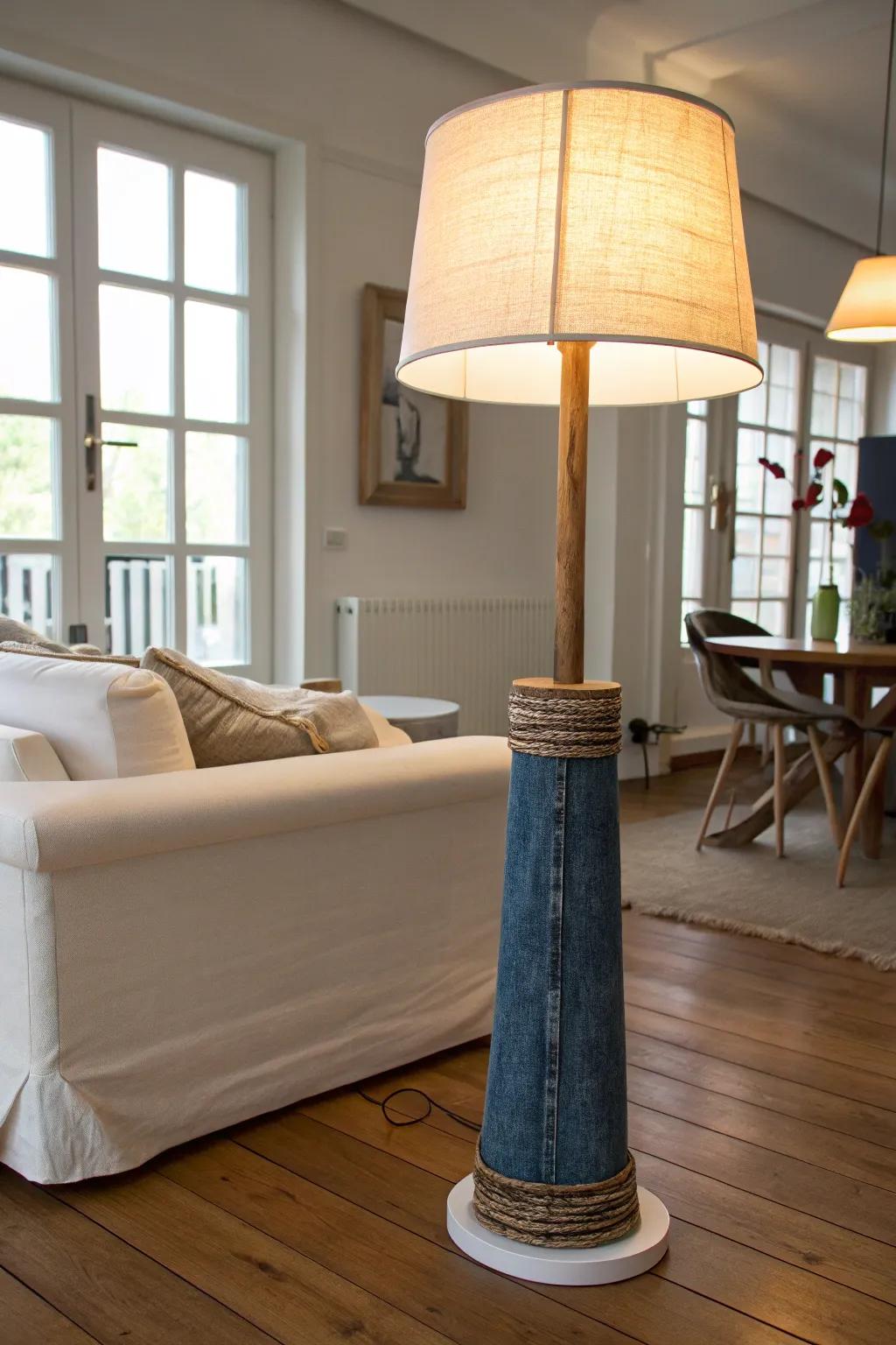 Enjoy a unique texture with a reclaimed twill lamp.