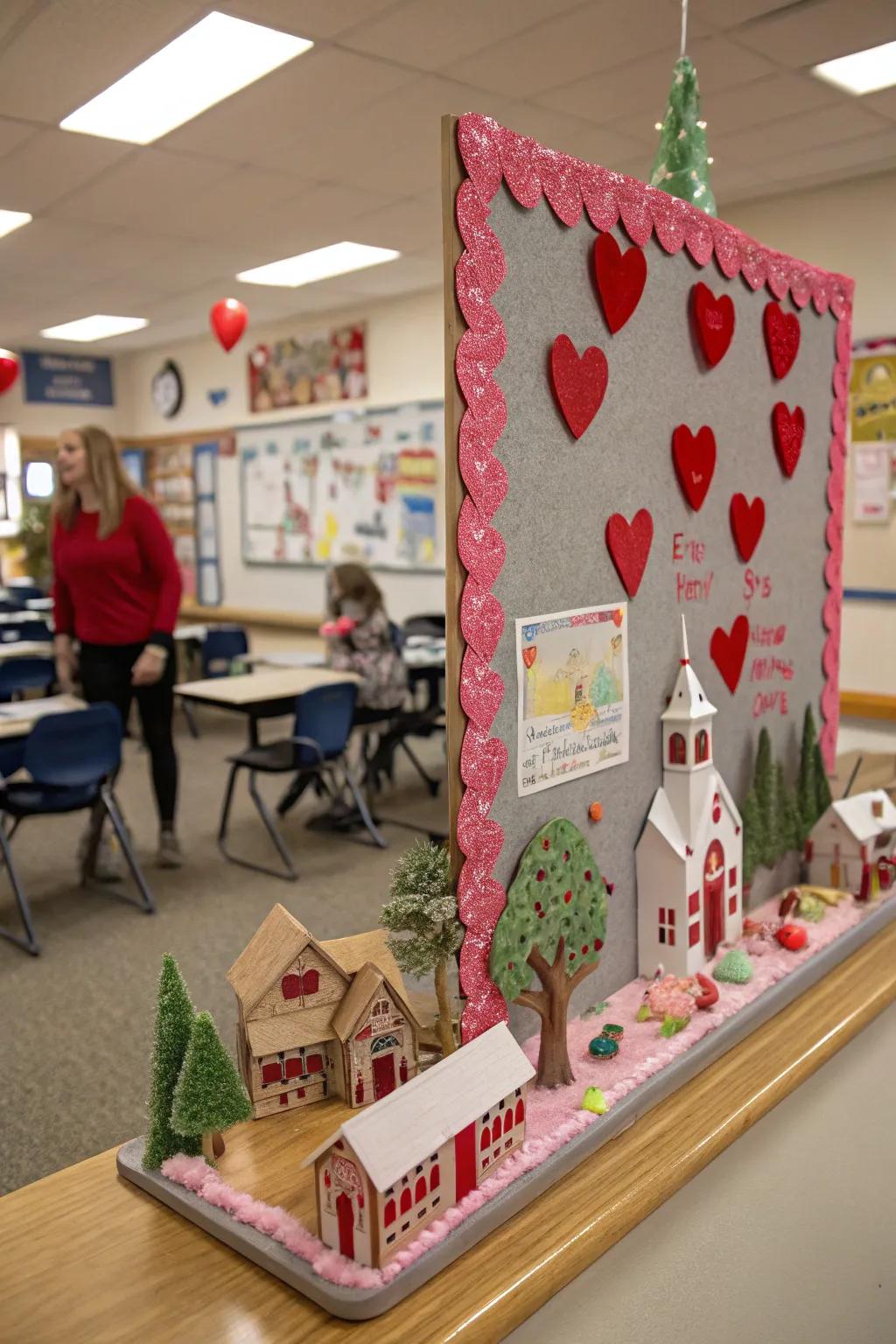 A Valentine's Hamlet display surface featuring a charming community panorama.