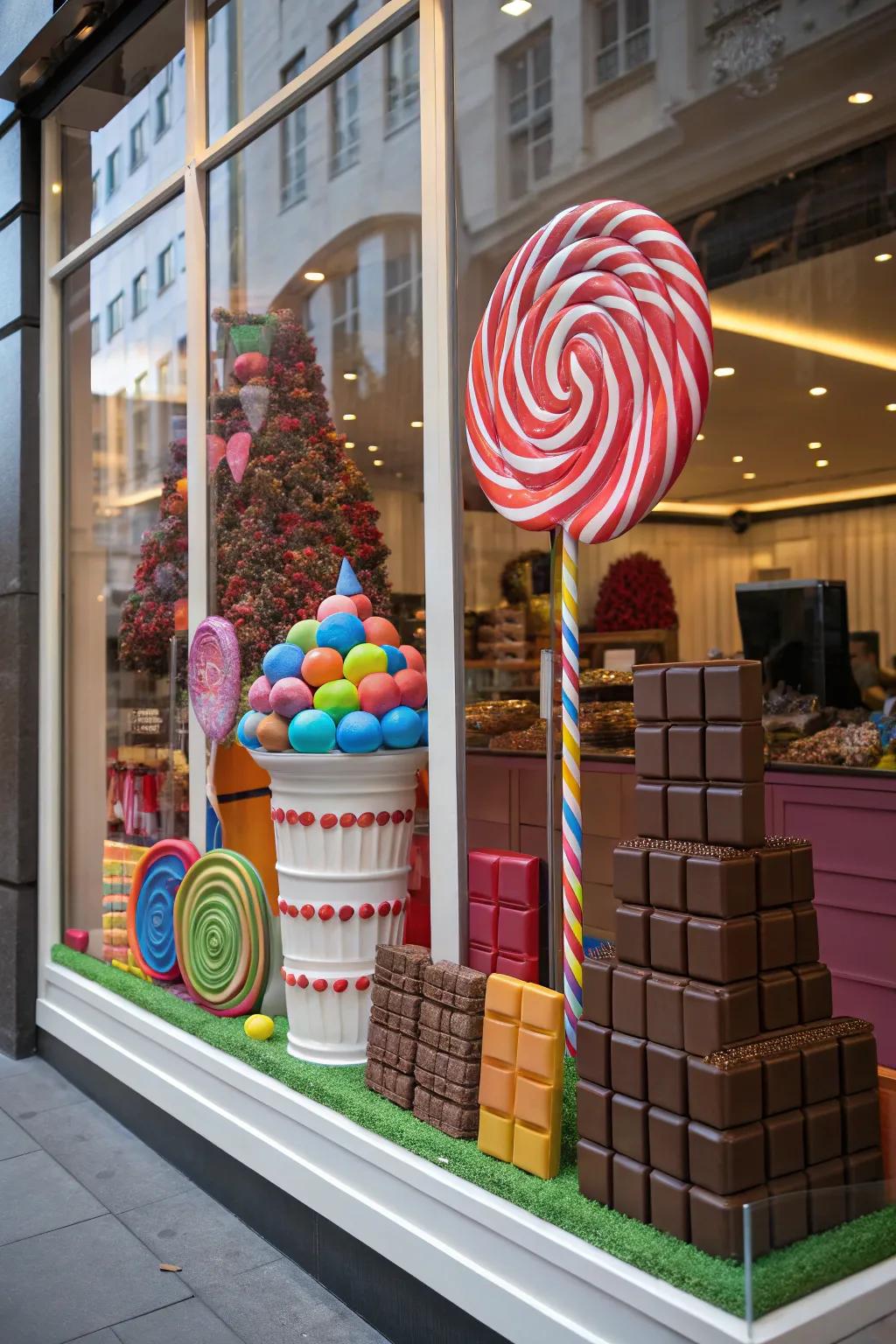 A treat-filled display makes a playful Valentine’s display irresistible.