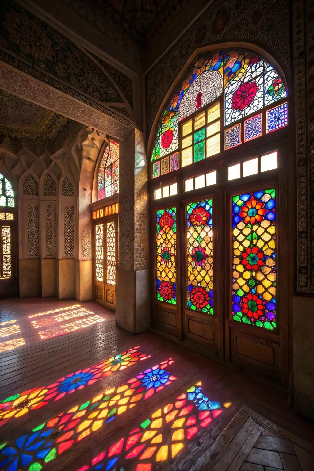 Illuminated panes that add color and artistry to the space.