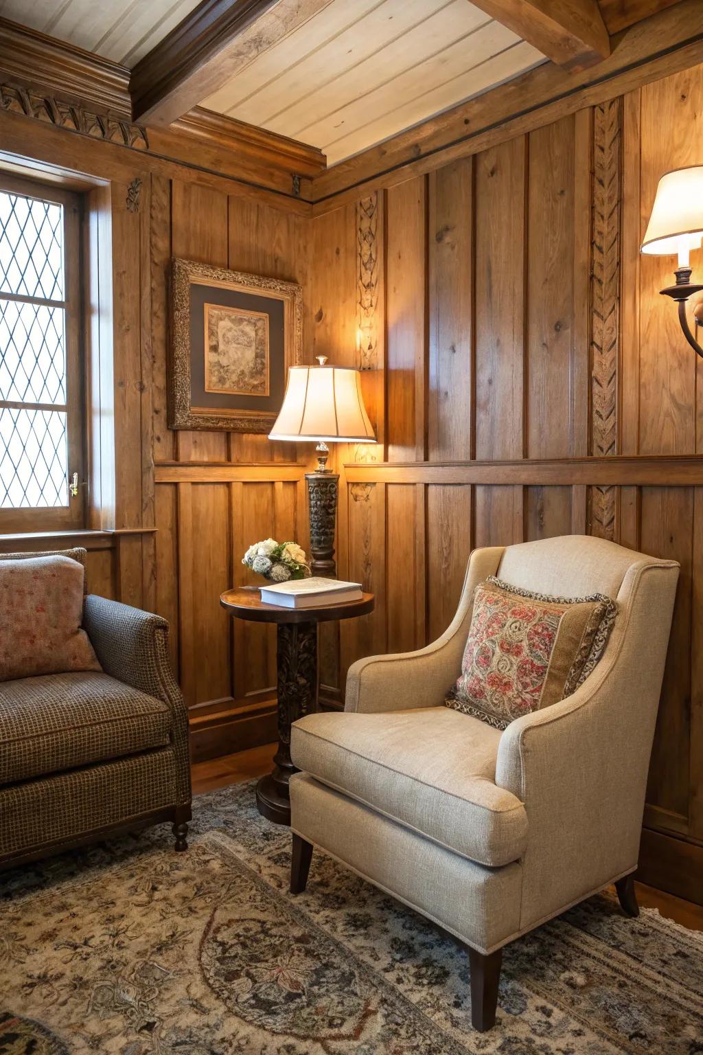 Produce inviting spaces through timber paneling.
