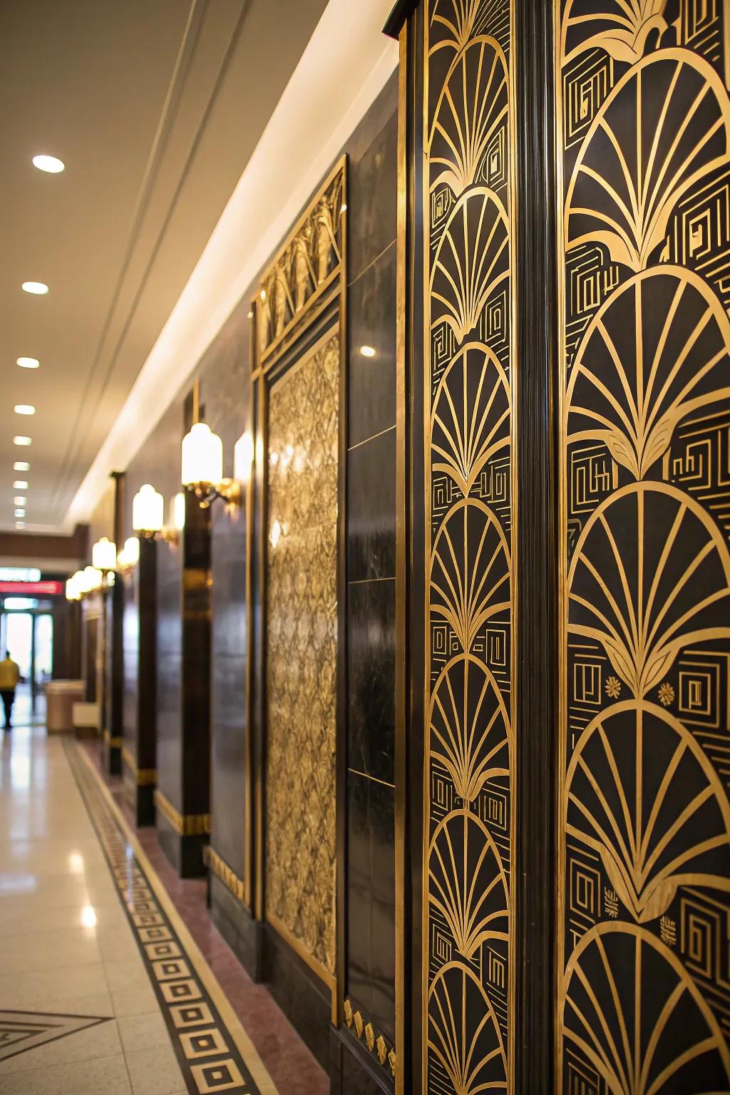 Art-Deco patterns impart elegance to an entryway.