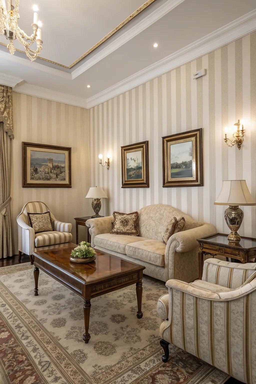 Capture timeless elegance using the simplicity of banded wallpaper.