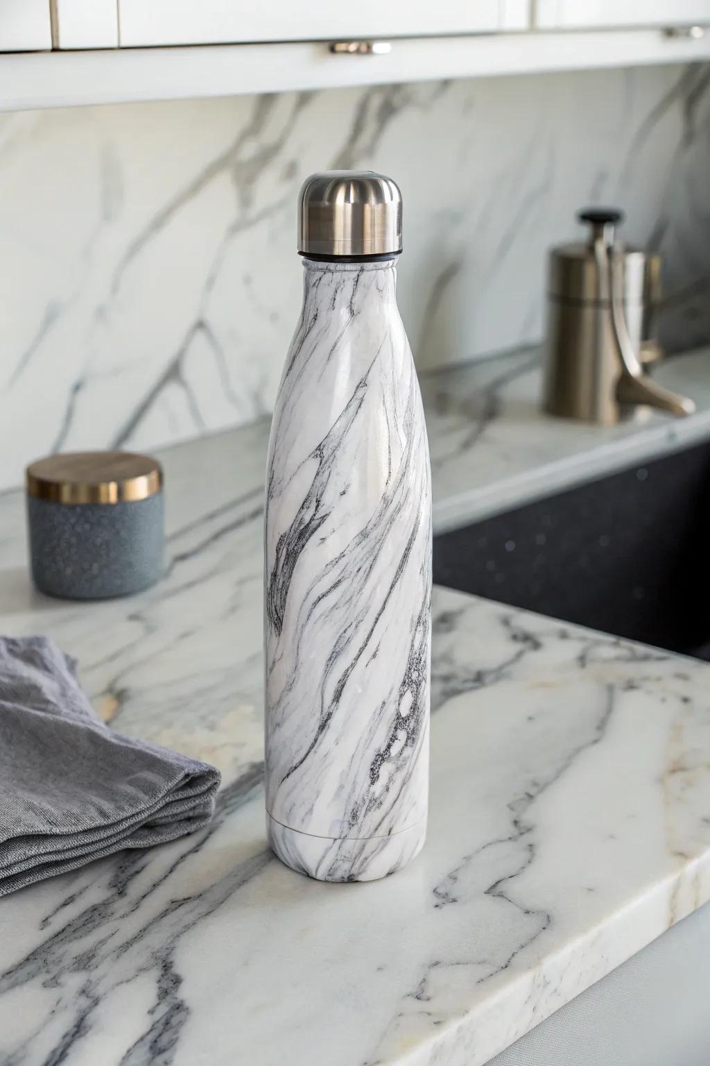 Sophisticated simulated stone for hydration bottles.