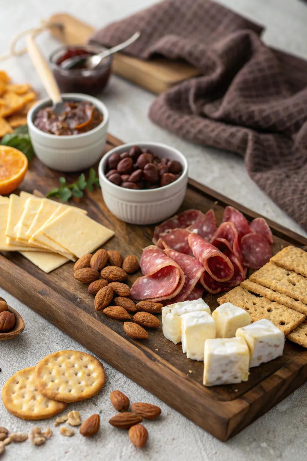 Sweet surprises add delight to the charcuterie spread.