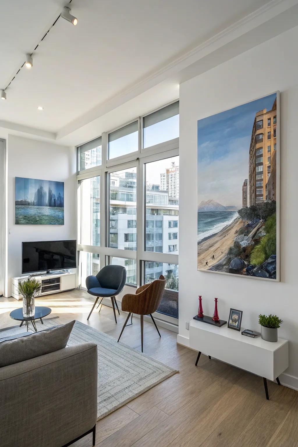 A painting with interactive components creating a dynamic atmosphere.