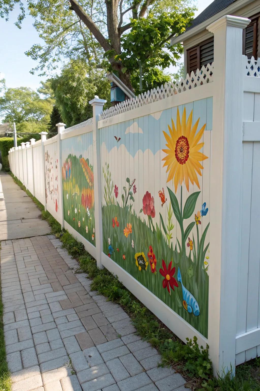 A vibrant wall painting transmutes a white boundary into a fragment of personal art.