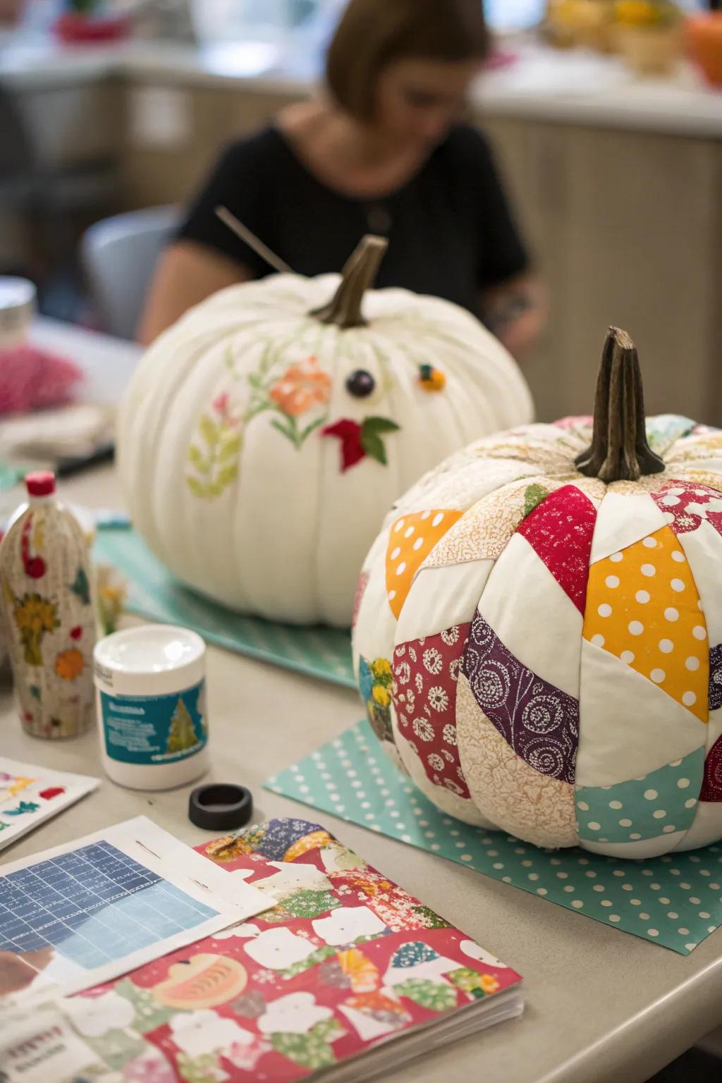 Layered pumpkins for a unique pattern display.