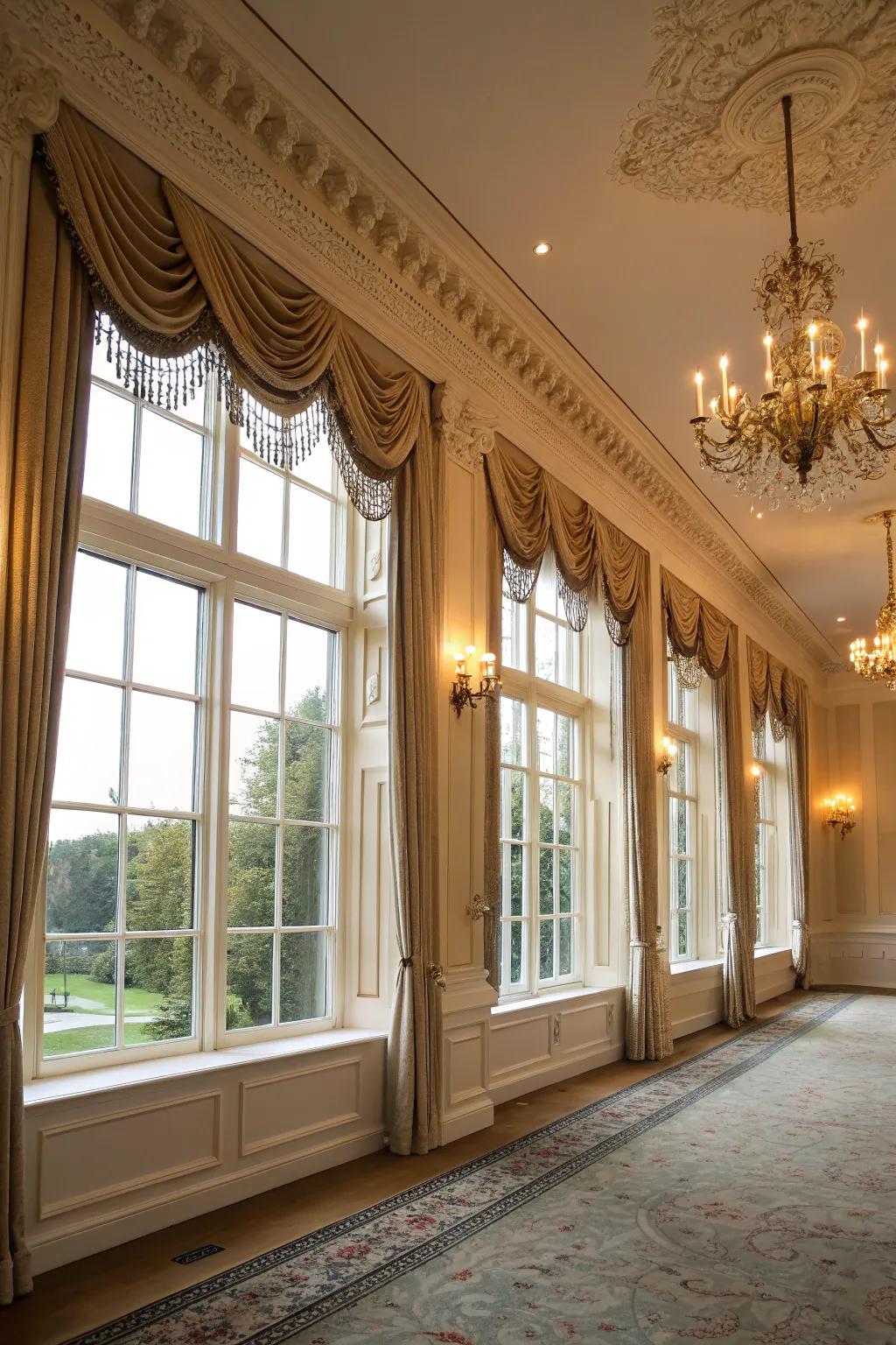 Crown moldings render a refined, custom-tailored finish.