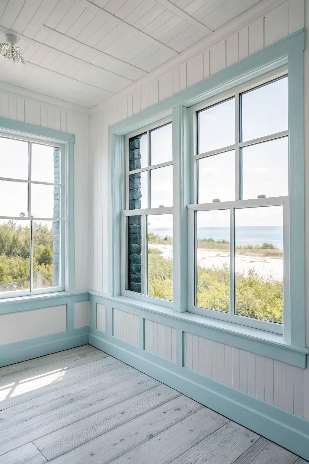 Light sky trim brings a breezy feel to any space.