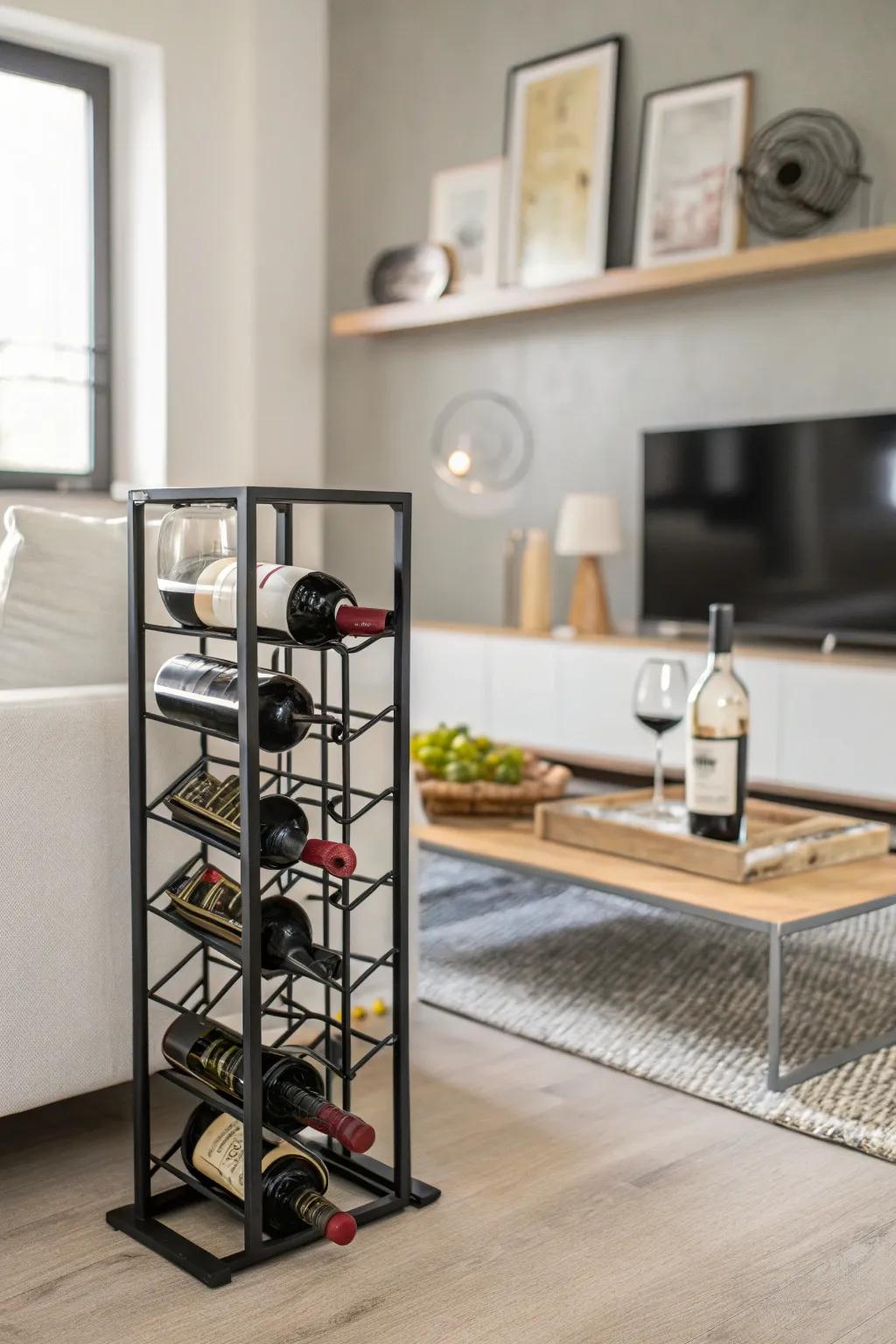 A minimalist wine rack showcasing clean design.