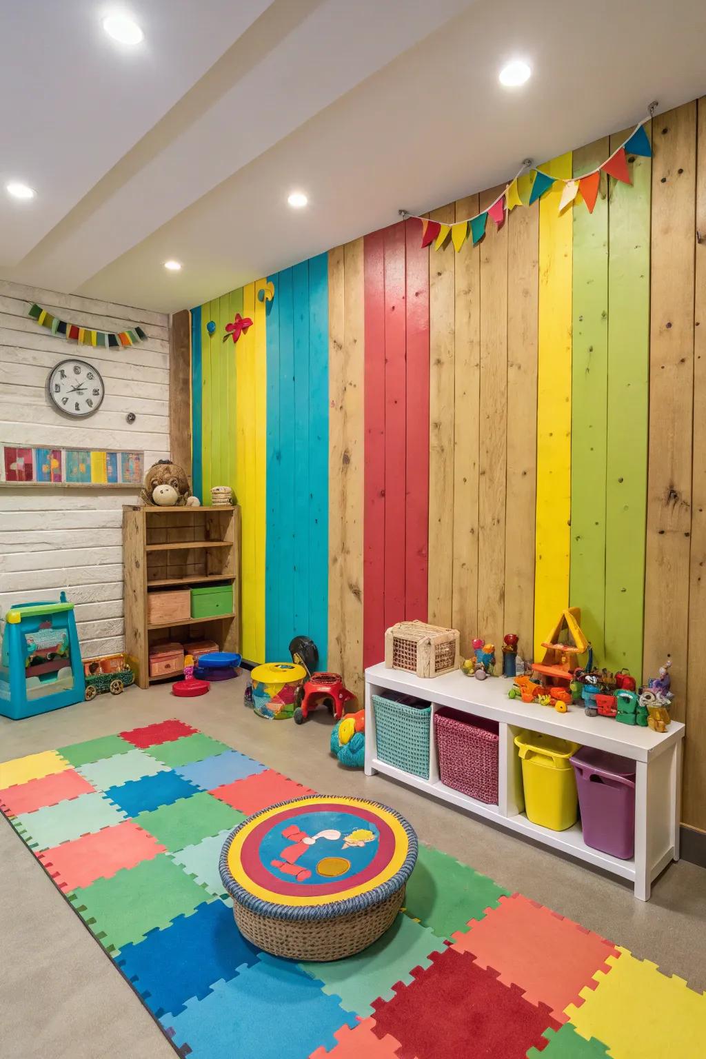 Color-blocked panels bring a playful touch to any room.
