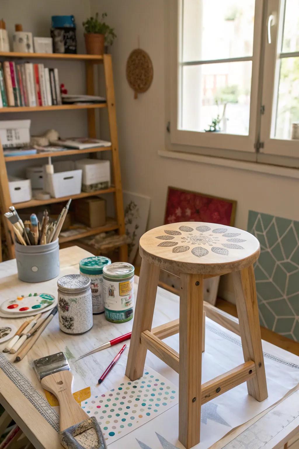 A DIY wood stool project allows for personalized creativity.