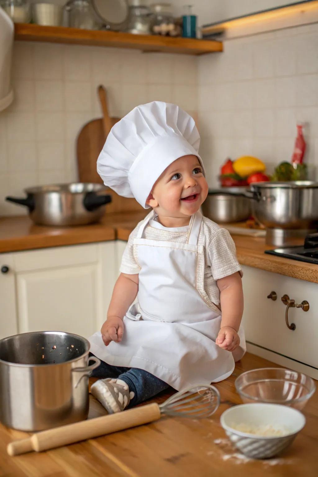 Whip up cuteness with this chef costume, perfect for stirring smiles and joy.