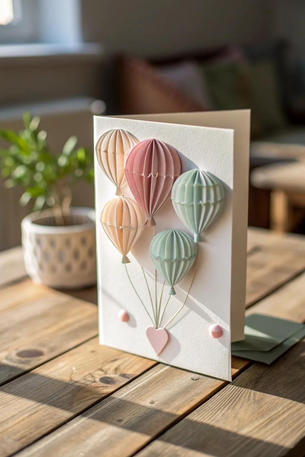 Elevate your celebrations with a touch of minimalist elegance and boho whimsy&mdash;discover the magic of 3D balloons in your greeting cards.