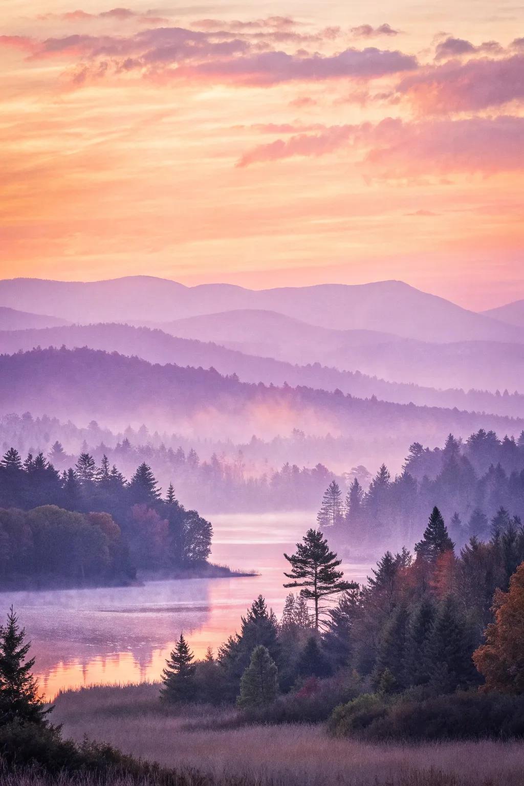 An abstract watercolor featuring dreamy twilight colors.