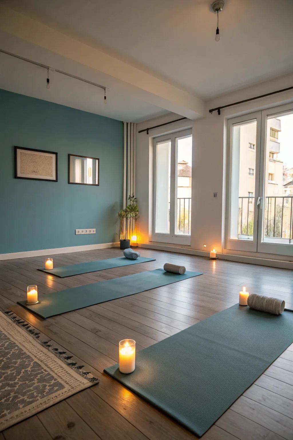 A yoga area helps you feel balanced.