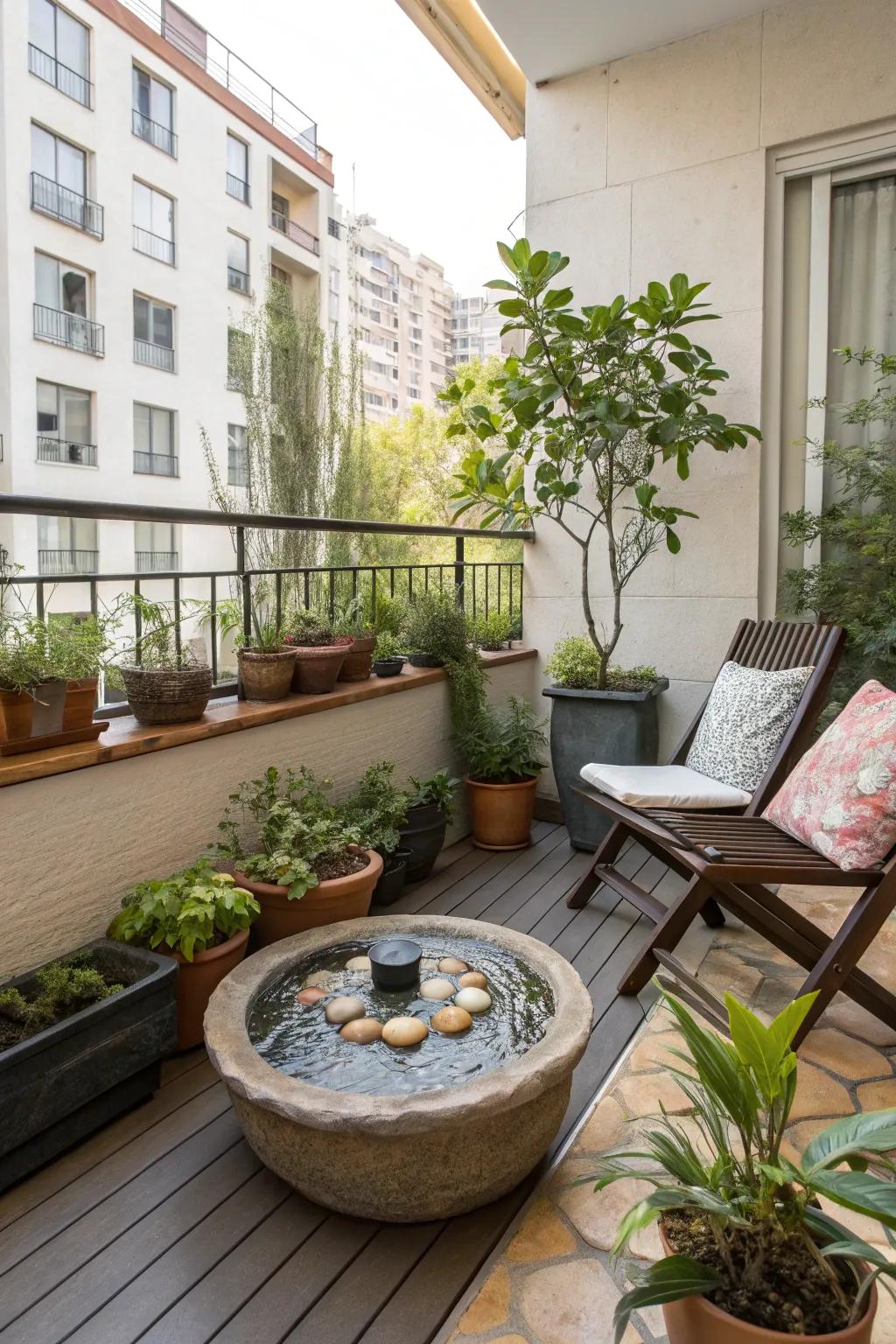 A water feature injects calmness and enhances the setting.
