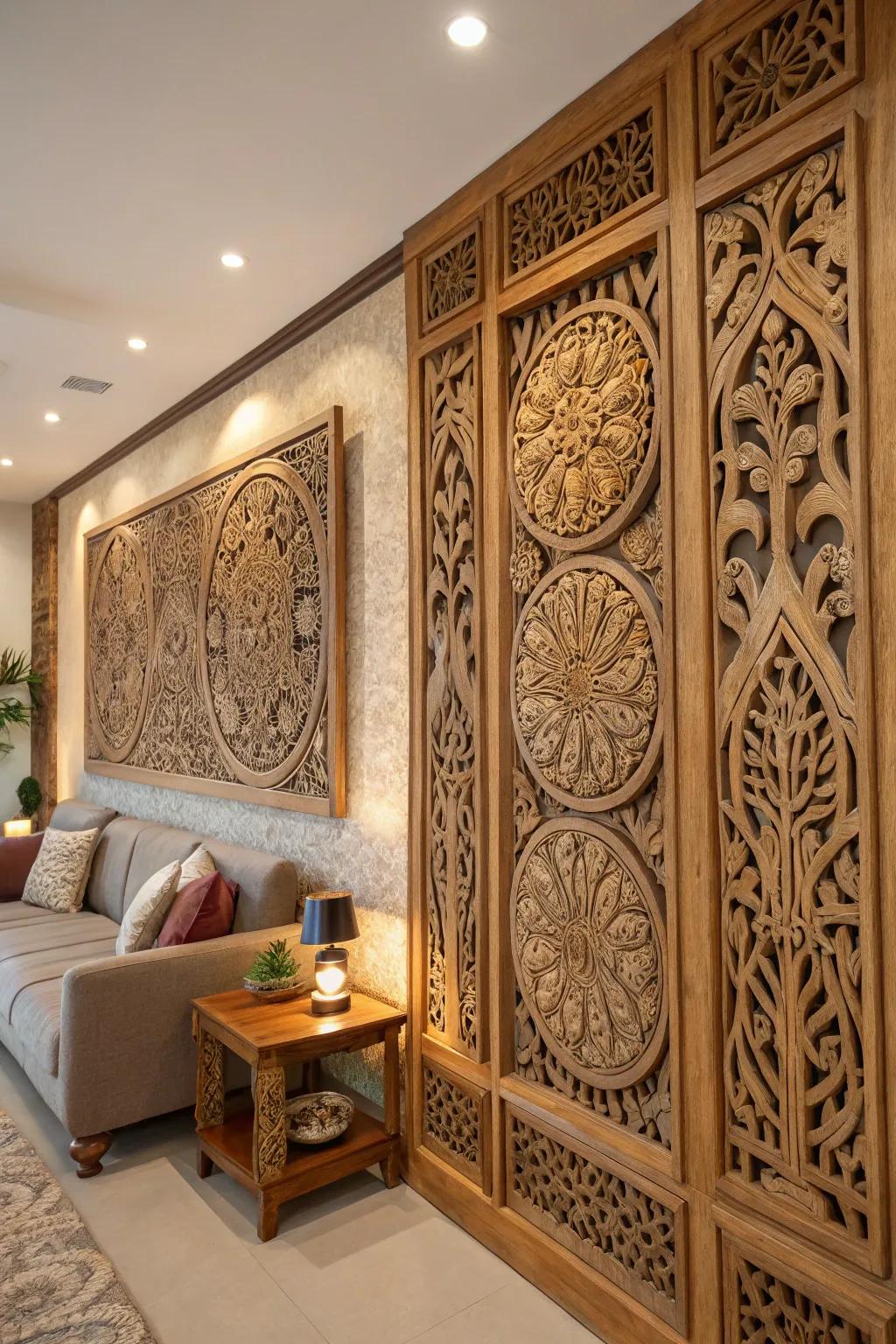 Balinese timber carvings infusing exotic flair and cultural profundity.