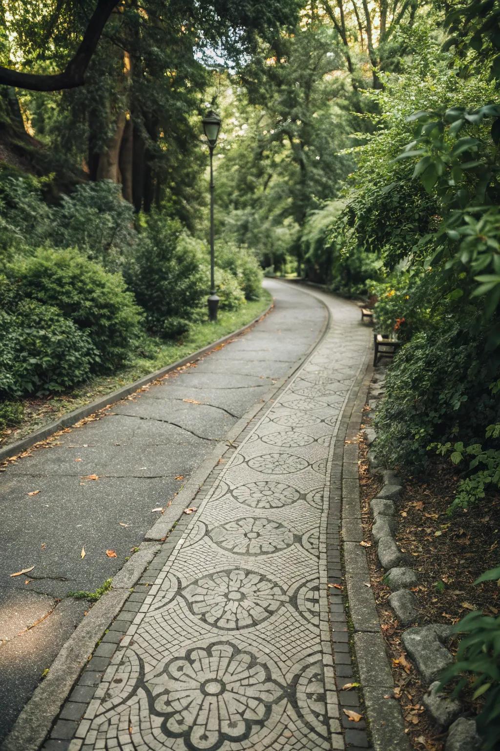 Step back in time with a vintage-inspired asphalt walkway that blends nostalgia with modern durability.