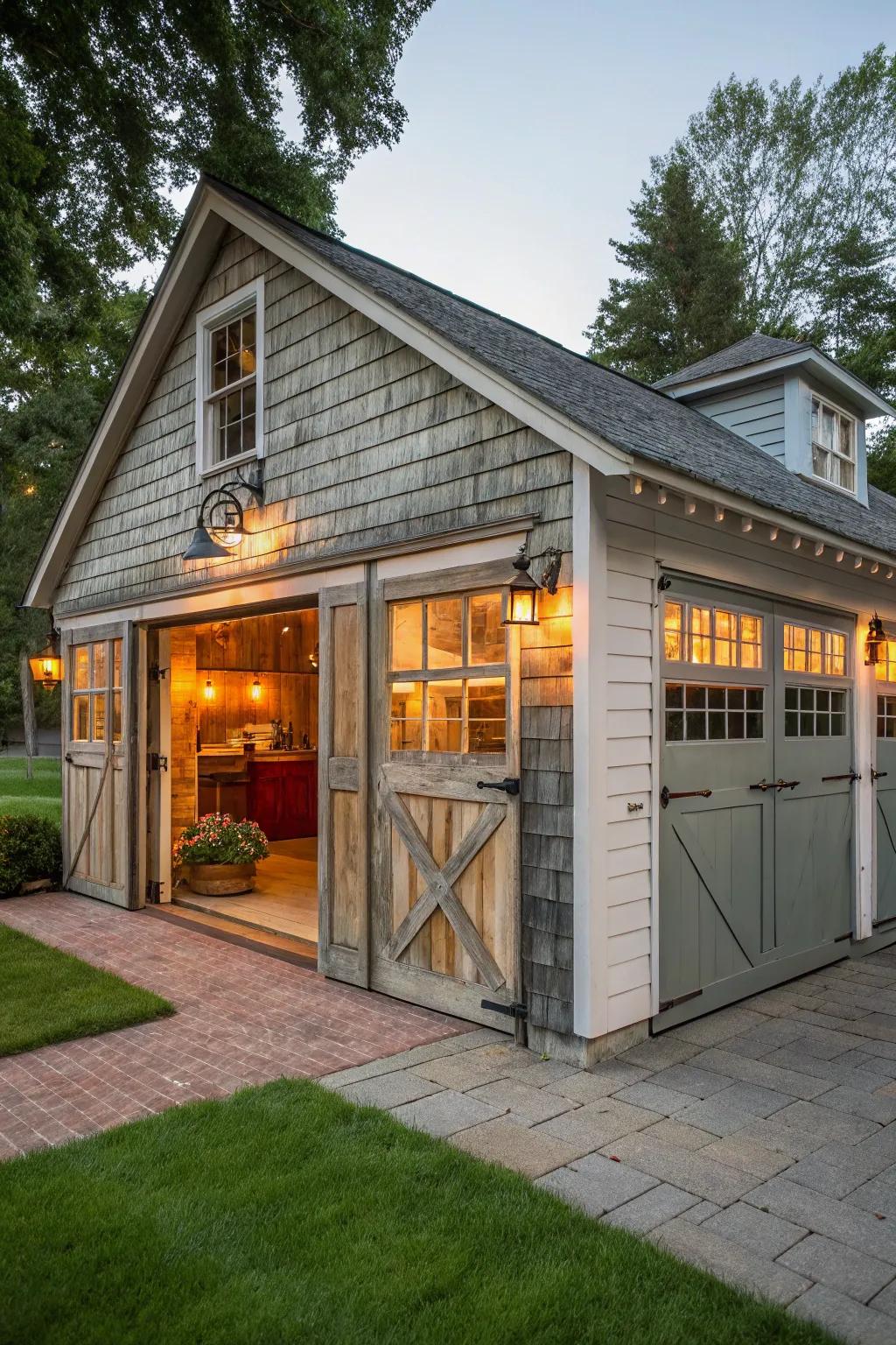A vintage-inspired garage that combines retro appeal with modern functionality.