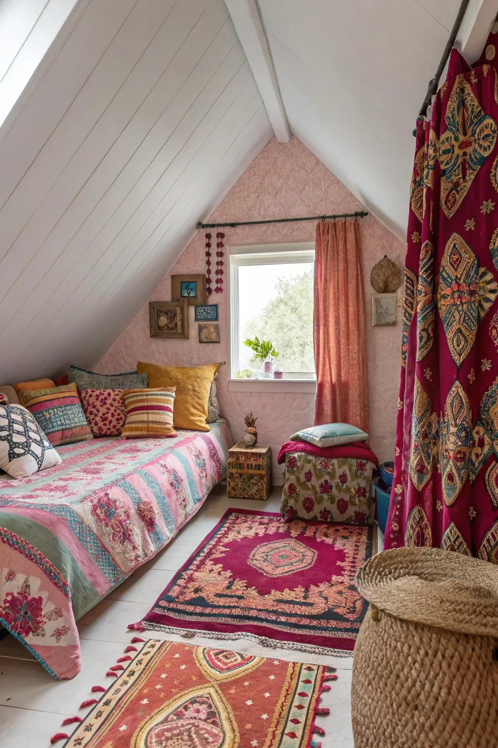 Striking patterns bring vitality and energy to your attic area.