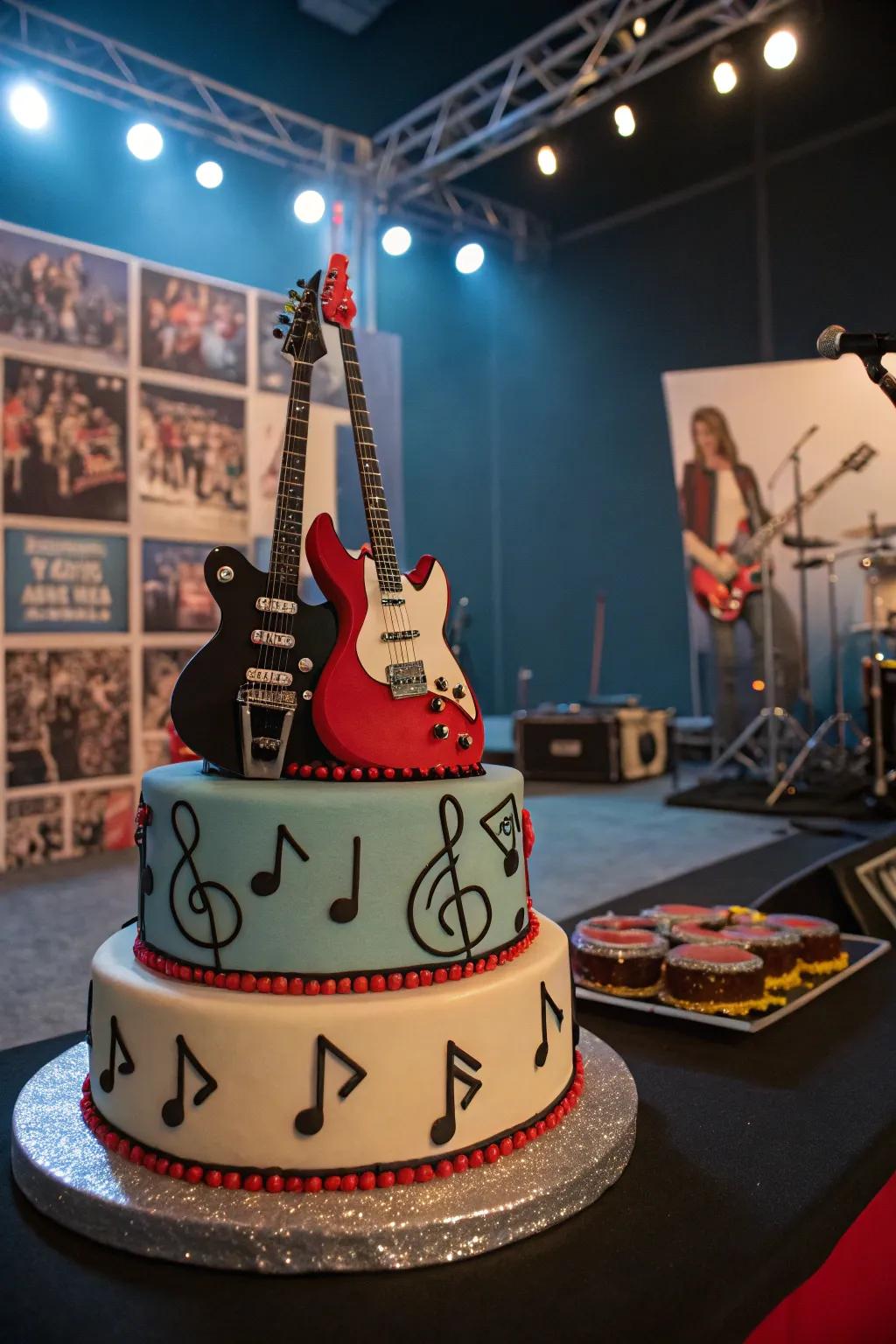 A rockstar-inspired cake prepared to rock the event.