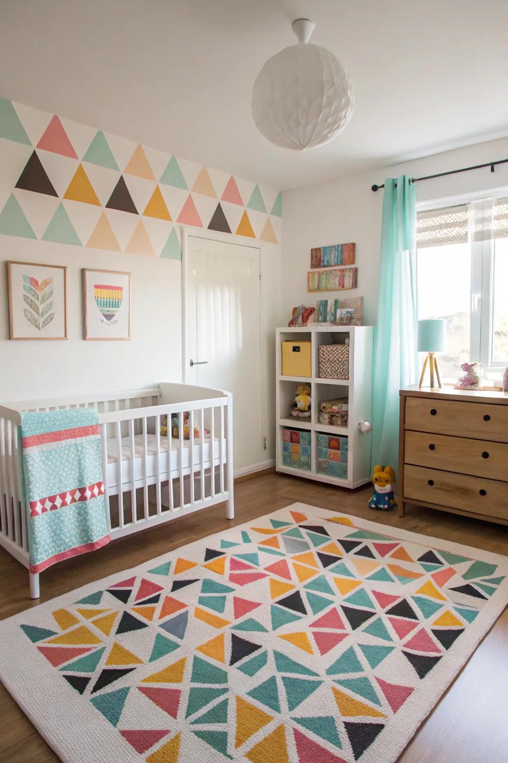 Shape art makes a room new and fun.