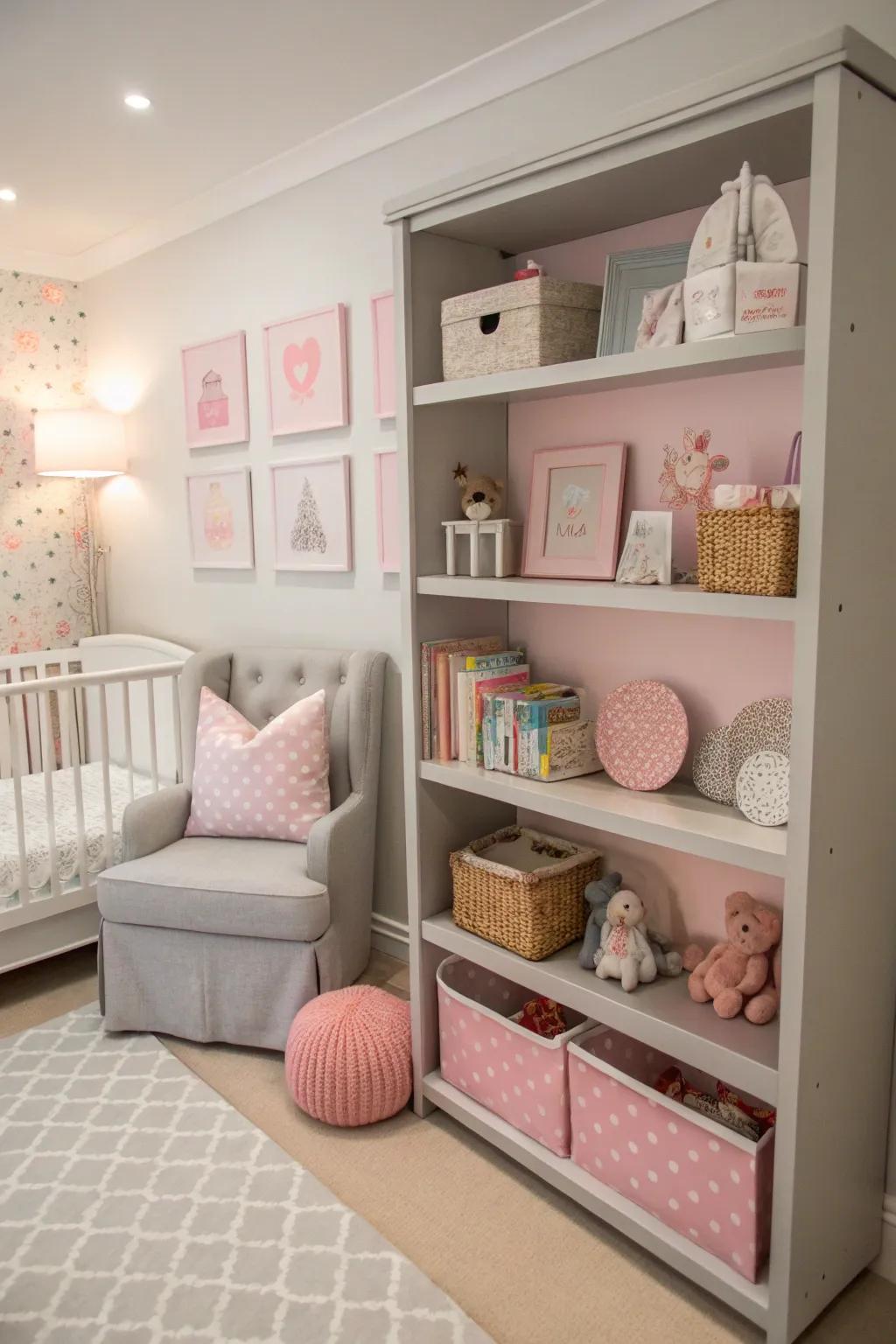 Thematic shelving offers both function and style.