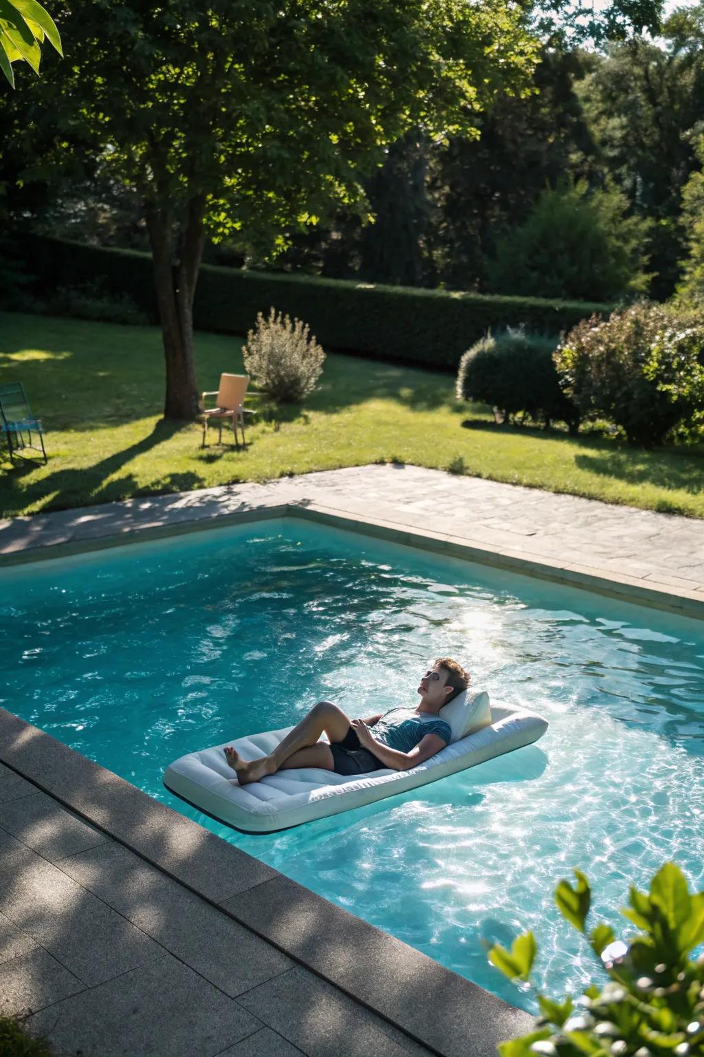Relax in style with a floating pool lounge.