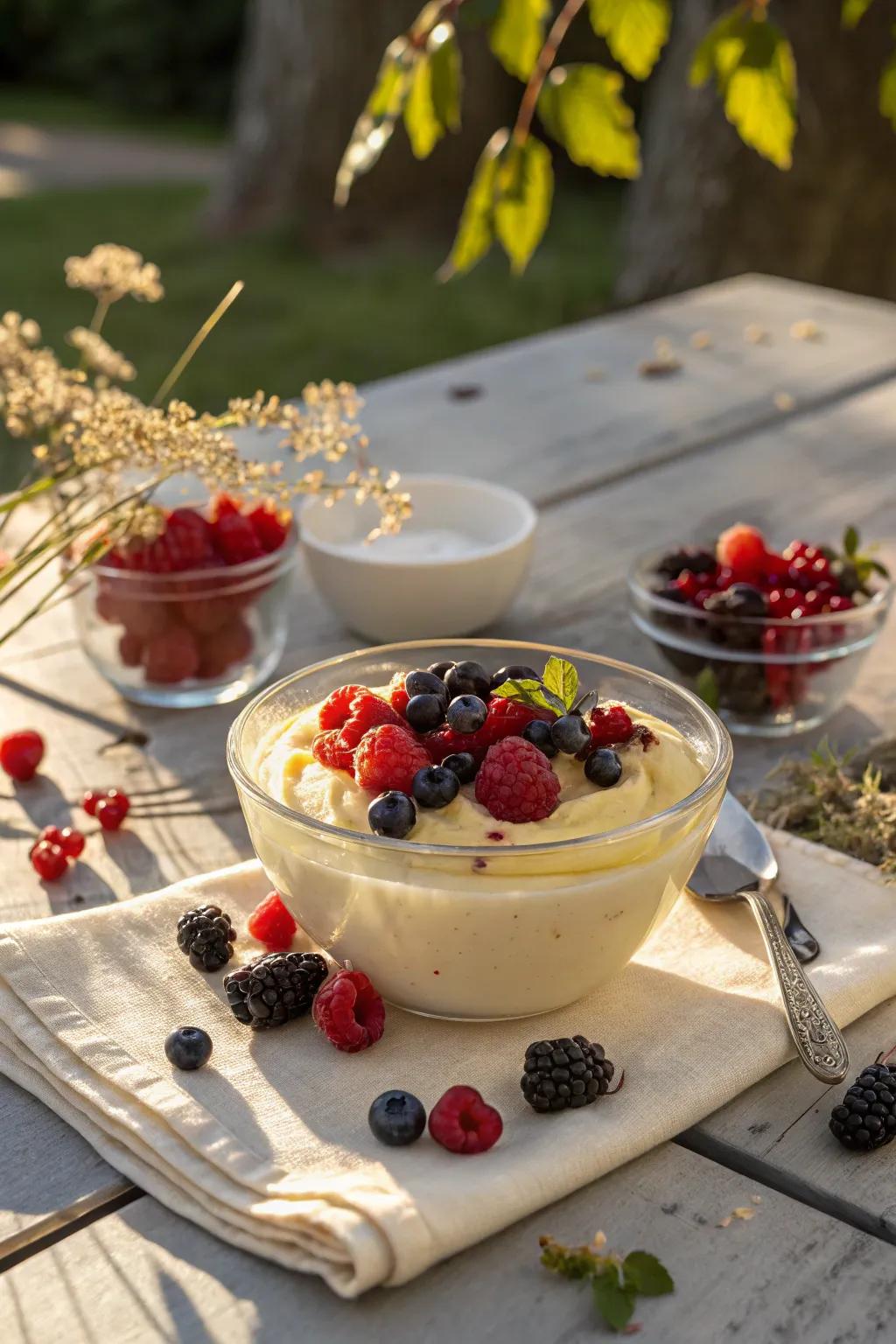 Seasonal berries burst with color and fresh taste.