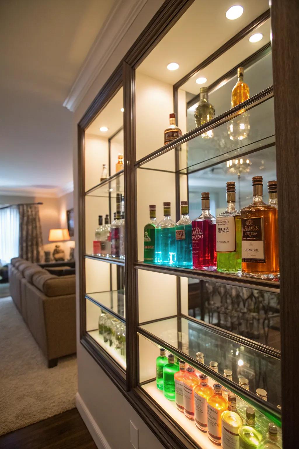 Reflective racks enhance light and area in your bar.