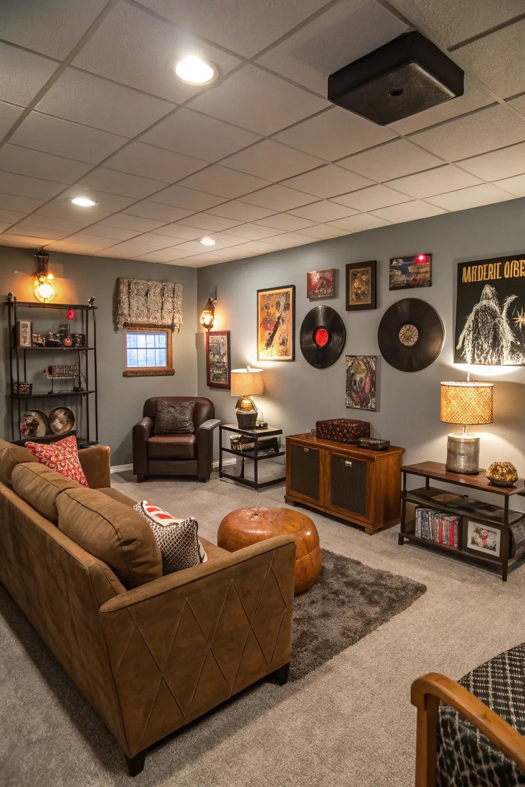 Vintage decor brings personality to your media room.
