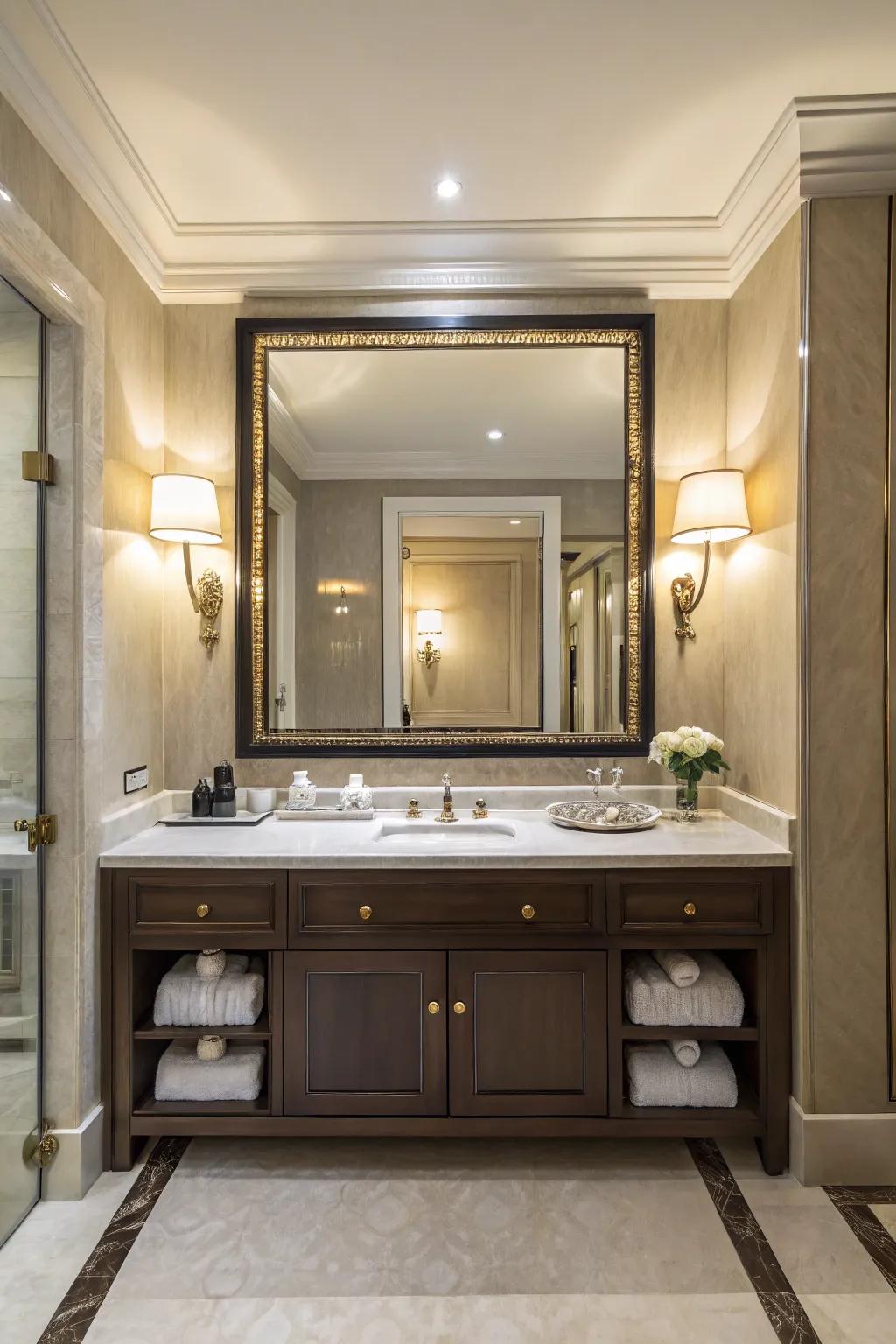 Oversized mirrors can transform and elevate your bathroom.