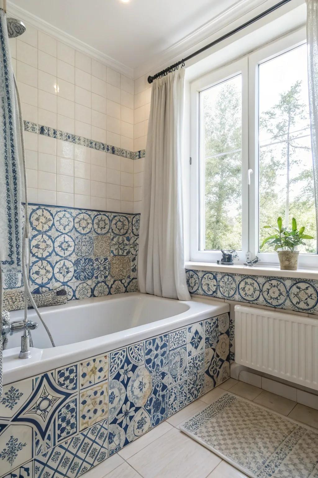 Decorative tiles add visual interest and style.