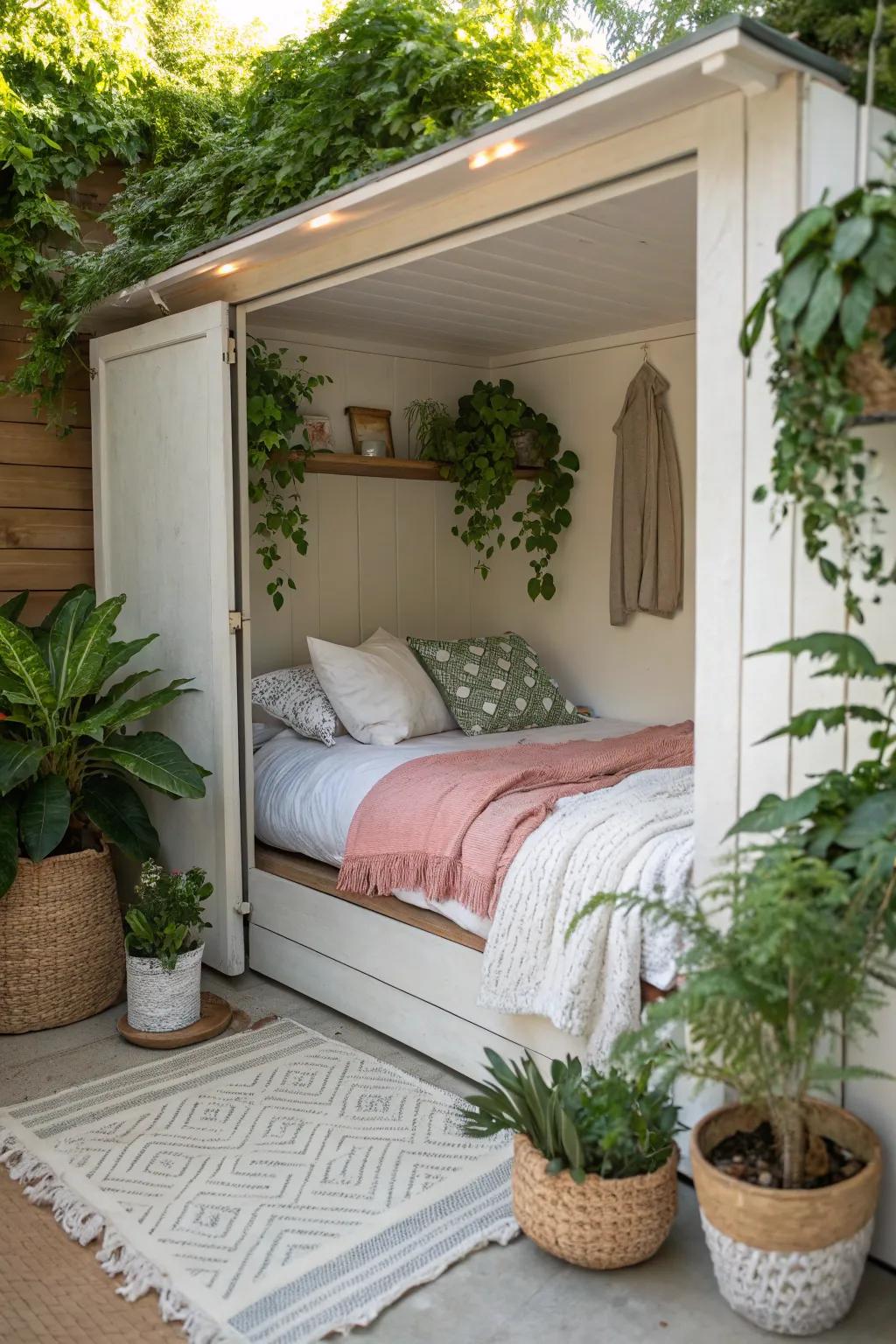 Vegetation introduces a fresh and calming element to your closet bed.