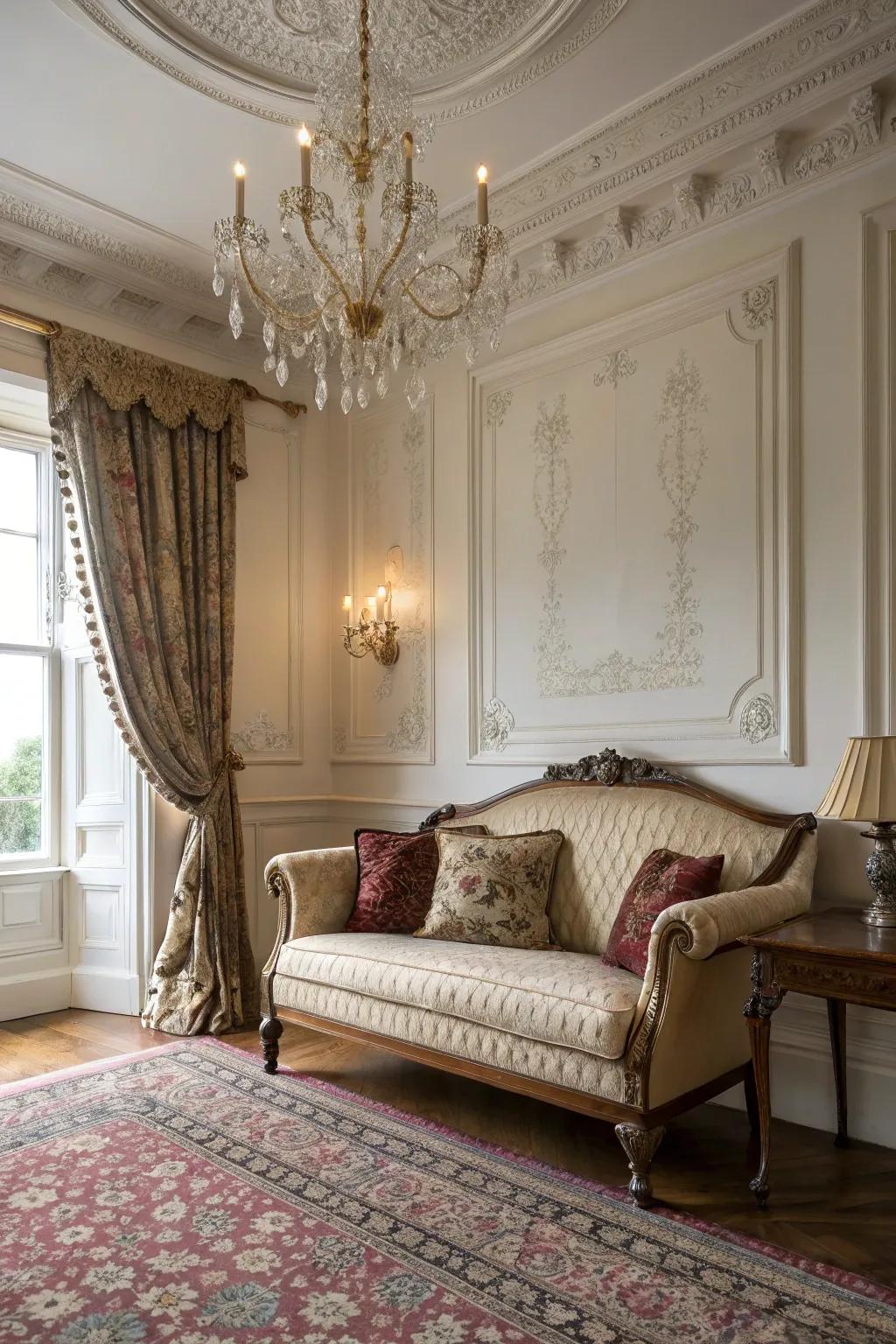 A victorian loveseat, offering luxury.