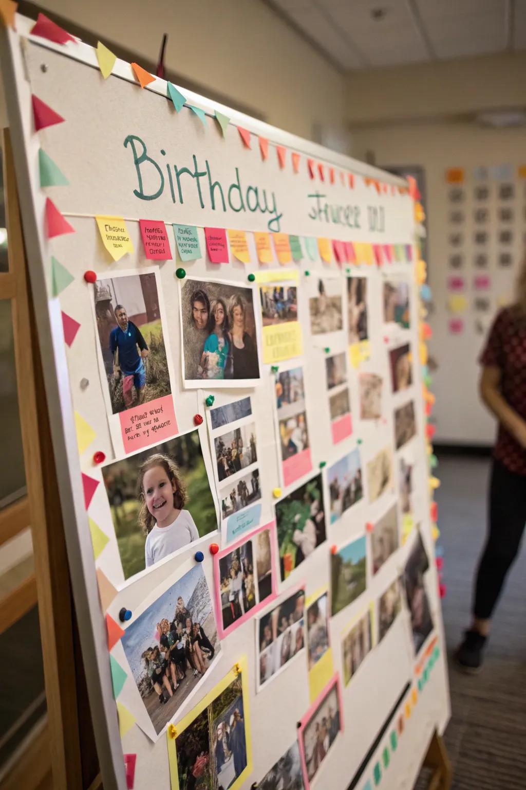 Photo collage birthday board for cherished memories.