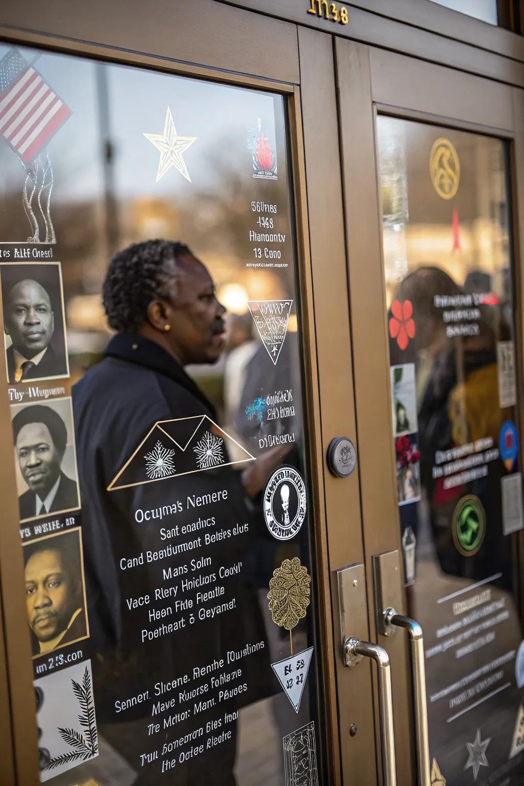 A door displaying personal and inventive thoughts on Black history.