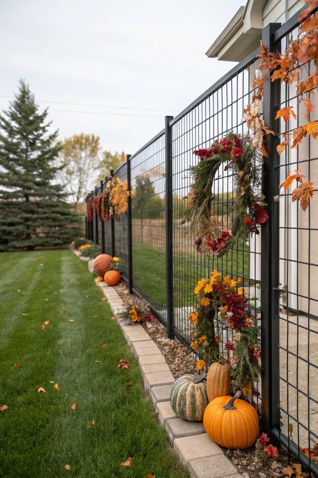 Turn your dark wire fence into a backdrop for themed displays.