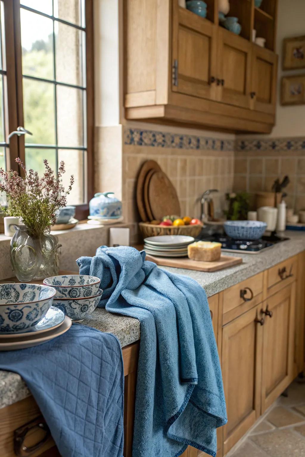 Festive accents in blue for the kitchen