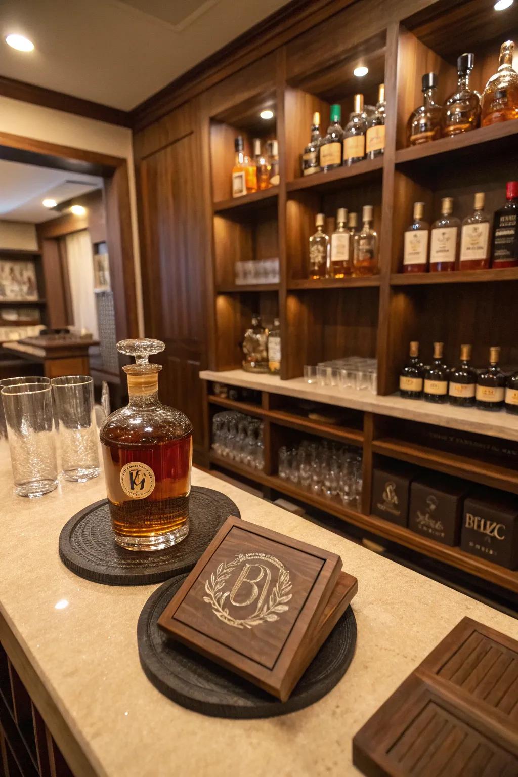 Personal touches make the bourbon room personalized.