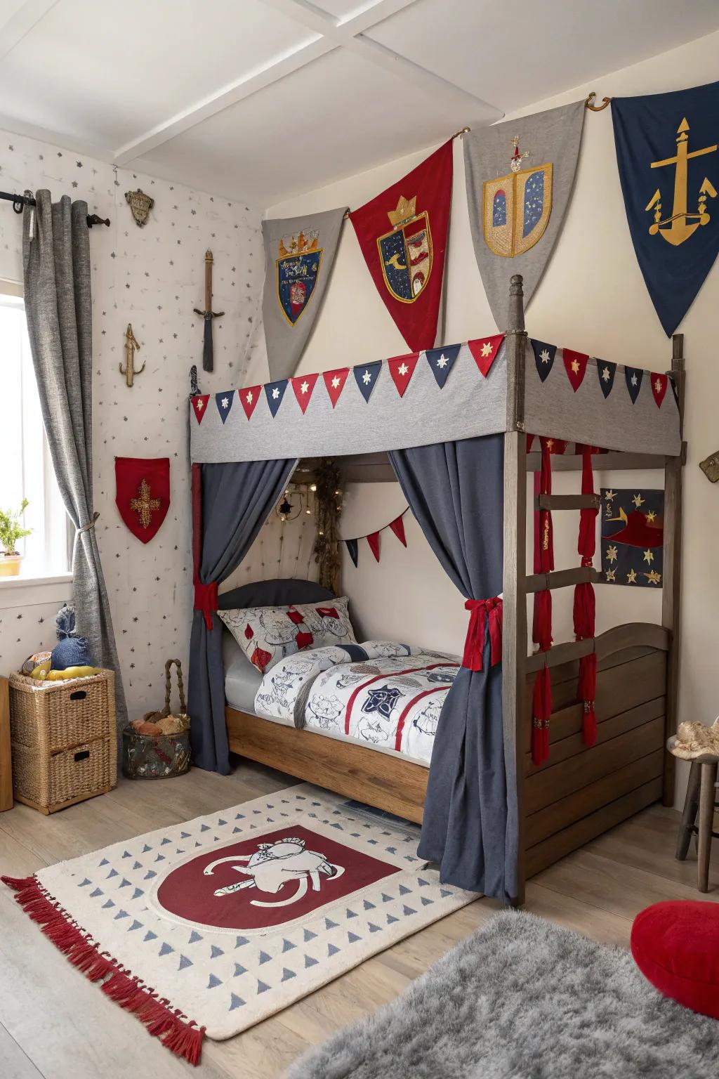 Safeguard the realm through this warrior-themed four-poster bed.