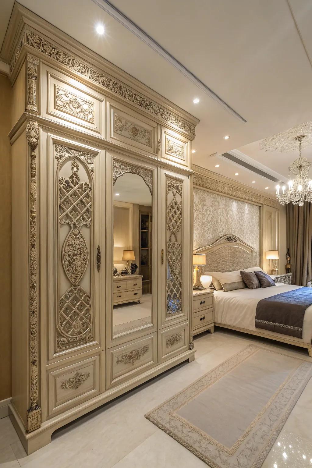 Structural millwork transmutes this wardrobe into a standout attribute.