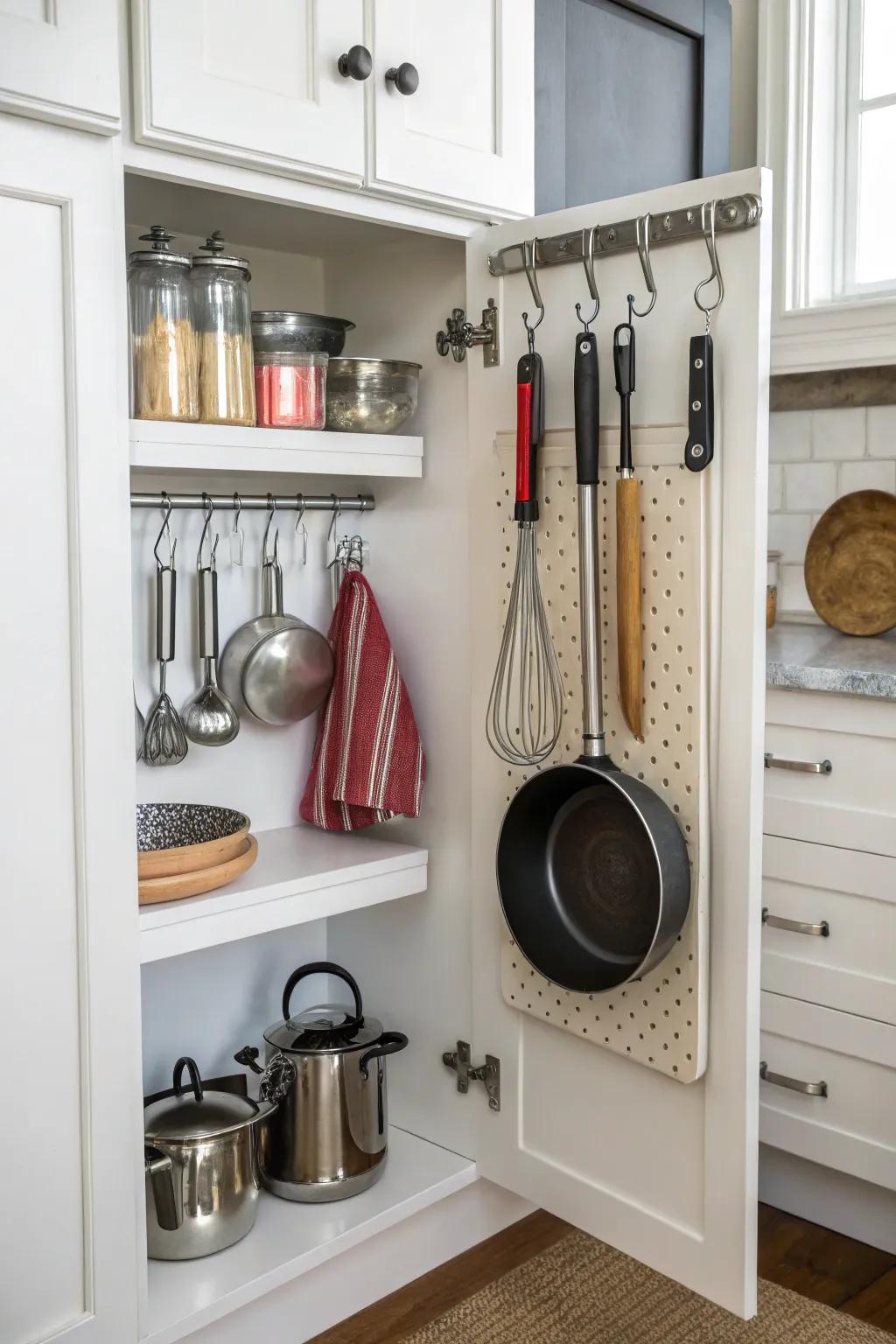 Get the most from storage by smartly using the space on the door.