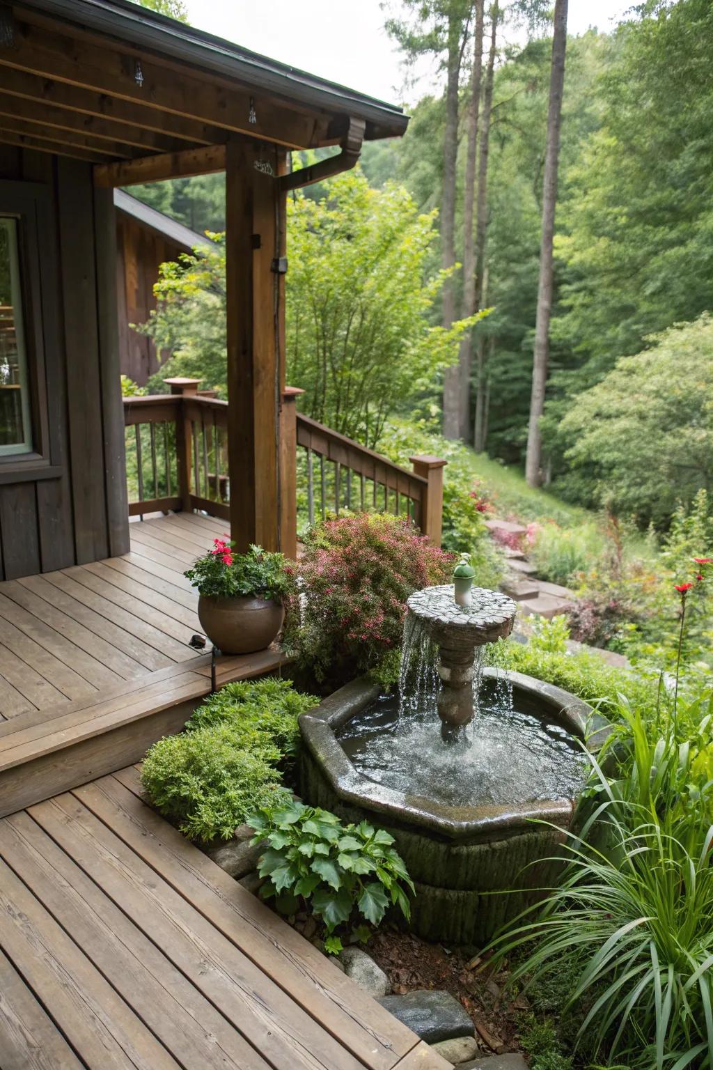 An aqua element infusing tranquility into the deck.