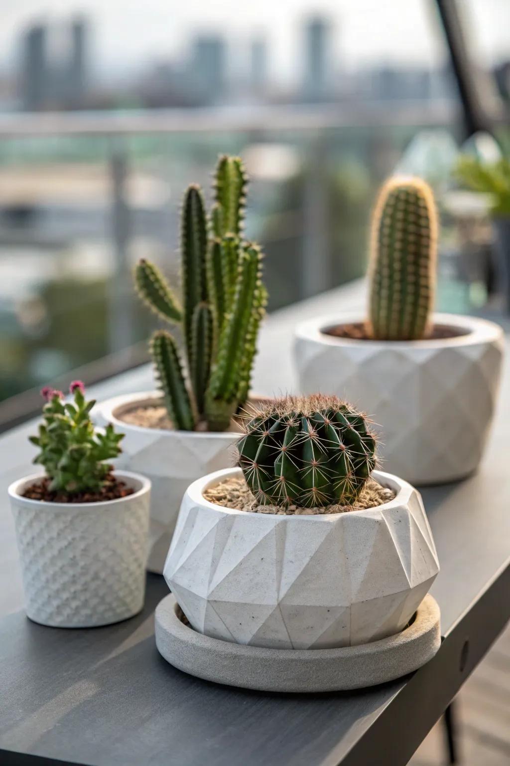 Creative pots transform cacti into breathtaking conversation pieces.