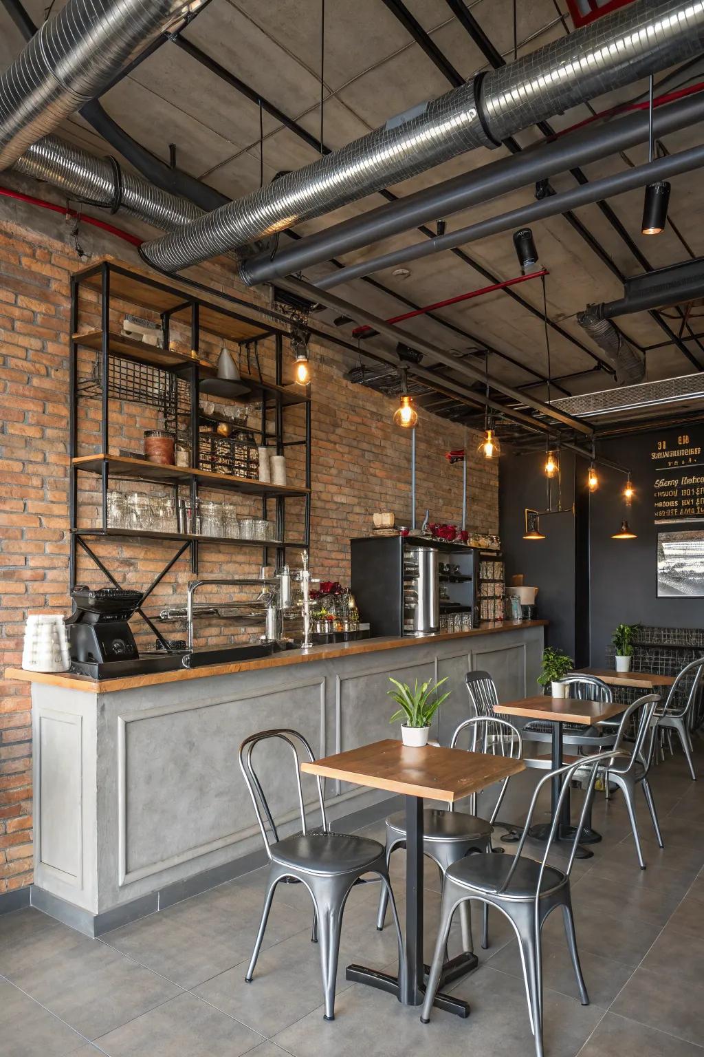 Urban elements inject a contemporary edge into your home cafe.